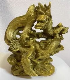 超開運 大吉運 真鍮製 龍 鳳凰 『瑞運龍鳳』