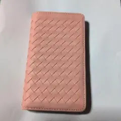 iPhone13proピンク 編み込み手帳型ケース