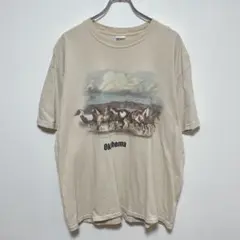 オクラホマ　アニマル　馬US古着デザイン・雰囲気・柄 ◎グッドプリントTee