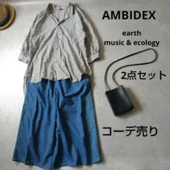 コーデ売り　アンビデックス　バンドカラーシャツ　ゆったり　体型カバー　春夏
