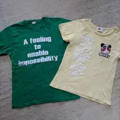 FUNNY STORY 緑 Tシャツ 黄色 パンダ 160 2枚 まとめ売り