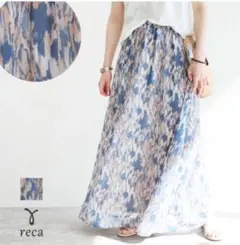 美品　ペイント柄　シフォンフレアスカート　reca レディース　スカート　柄物
