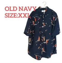 OLD NAVY セーリングボートプリント 半袖シャツ XXL 柄シャツ
