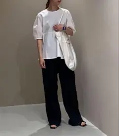 green label relaxing サッカー ペプラム プルオーバー