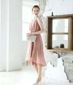 美品✨エメ ウエストギャザーレースプリーツドレスワンピース アシンメトリー M