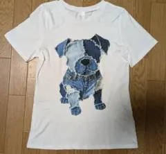 新品未使用！ユニーク！デニムDogＴシャツＳ／ワンコ好きさんへ！