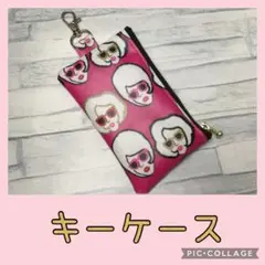 １点のみ　キーケース　ミニポーチ　フェイス柄&ストライプ