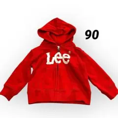 Lee リー キッズパーカー スウェット ジップアップパーカー レッド 90