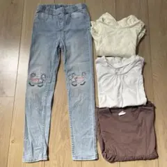 【まとめ売り】ユニコーン刺繍デニムとトップス３枚セット　120 130