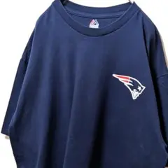 マジェスティック NFLペイトリオッツ ロゴ Tシャツ ネイビー紺色XL古着