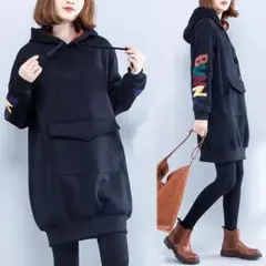 秋冬女性大人気新品ゆったりレディーワンピース民族風Tシャツ16