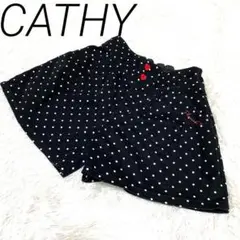 CATHY 水玉模様 ハーフパンツ 黒 150 ハートのボタン　ポケット2