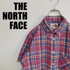 THE NORTH FACE茶タグ復刻チェックシャツLノースフェイス半袖コットン