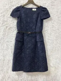 ef-de/エフデ 花柄 ジャガード ベルト付きワンピース