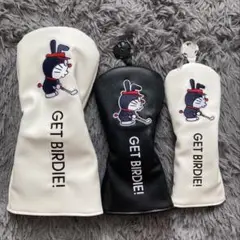新品 3点セット ドラえもん ゴルフクラブヘッドカバーGolf 白+黒