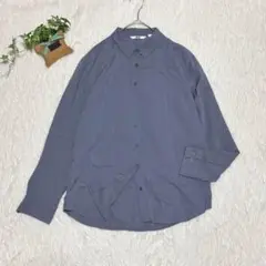 ユニクロ ミドル丈シャツゆったりシルエット無地とろみ素材 春夏 レーヨン M