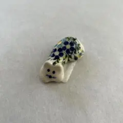 箸置き 置物 ねこ ブルー 花柄 ポーランド POLISH POTTERY