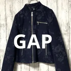 ギャップ GAP シングル ライダースジャケット Sサイズ　 ネイビー 花柄