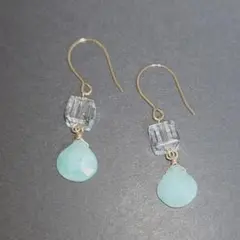 # アマゾナイト 水晶 ピアス