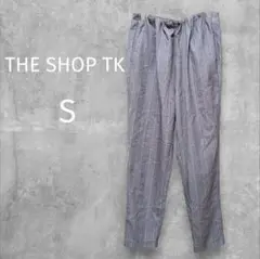 THE SHOP TK☆チェックパンツ【S】グレー☆ウエストゴム☆シンプル☆脚長
