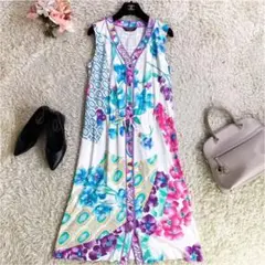 未使用級♡LEONARD ワンピース カンカン 花柄 白 サイズ40