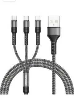 未使用 3in1 充電ケーブル USB ケーブル 3A 急速充電 1.2m