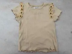 子供服　ひまわり刺繍 イエローリブ編み トップス