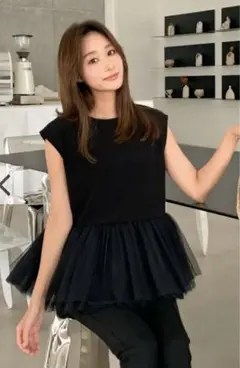 バースデーバッシュ MINI TOPS S チュールトップス　ペプラム　ブラック