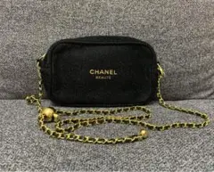 シャネル CHANEL ノベルティポーチ チェーン付き ブラック