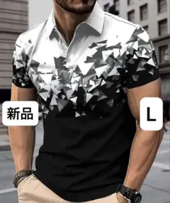 【新品/Lサイズ】ゴルフウェア 半袖 ポロシャツ メンズ カラーブロック