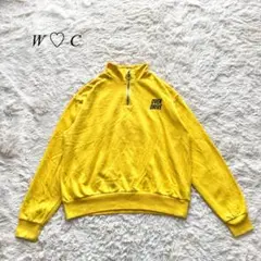 【ダブルシー】ハーフジップトレーナー　長袖　刺繍ロゴ　黄色　F カジュアル