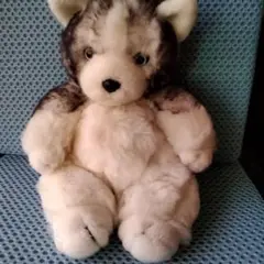 ぬいぐるみの三英製！むっちりハスキー犬！安心の日本製！保管美品！