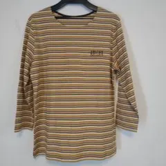 クロコダイル スイッチモーション ストライプ 七分袖 Tシャツ M ボーダー