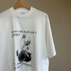 90s アイルランド製 白 プリントTシャツ 酔っ払い XL vintage