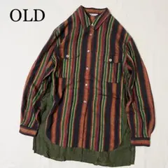OLD villedazur マルチストライプ 総柄シャツ エスニックシャツ