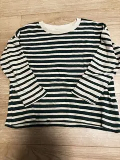 長袖カットソー 緑と白のストライプ 100cm ユニクロ