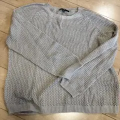 3Dメッシュクルーネックセーター　ライトグレー　xl
