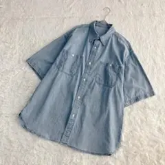 【GU】ジーユー　デニムオーバーサイズワークシャツ　5分袖　メンズ　XL