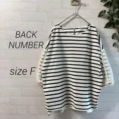 【BACK NUMBER】袖チュール ボーダー 五分袖 カットソー (F) 白