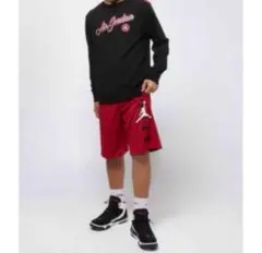 送料無料 新品 JORDAN バスパン メッシュショーツ ボーイズ M RED
