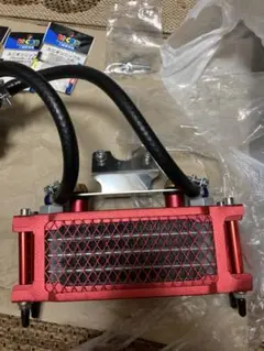 オイルクーラー 赤　セット　付属品多数