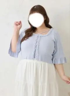 Louiosy フリルリブニットアンサンブル 4L