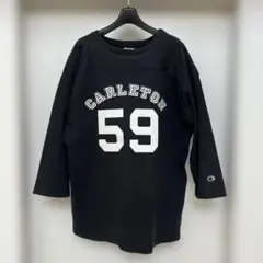 Champion リバースウィーブ ロンT 黒 七分袖 Tシャツ XL USA製