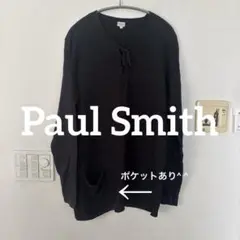 【USED】Paul Smith 麻綿混合ニット　レディースsizeＭ　紺色