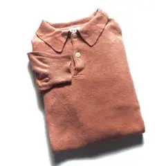 90s GAP オールド ギャップ 無地 ニット 長袖ポロシャツ オレンジ