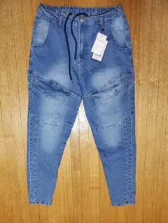 XL ブルーデニムパンツ ウエストゴム付き
