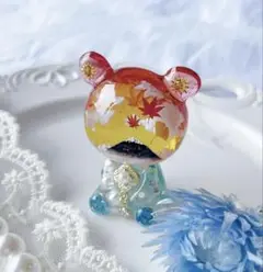 【高品質】秋の富士山くまちゃんオルゴナイト