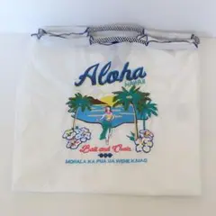 エコバッグ 軽量 刺繍　トートバッグ　折りたたみ　ALOHA　ホワイト