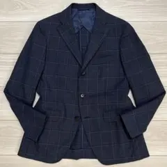 極美品✨ブレザーズバンク ジャケット 紺 チェック ウインドウペン 英国 S