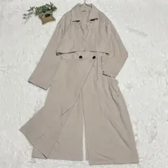 ヘルム【L】トレンチコート ロング丈 ケープ風 2WAY ベルト付き ジレ羽織